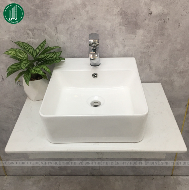 Lavabo sứ trắng cao cấp thương hiệu Krasic model K2190 Lavabo sứ trắng cao cấp thương hiệu Krasic model K2190