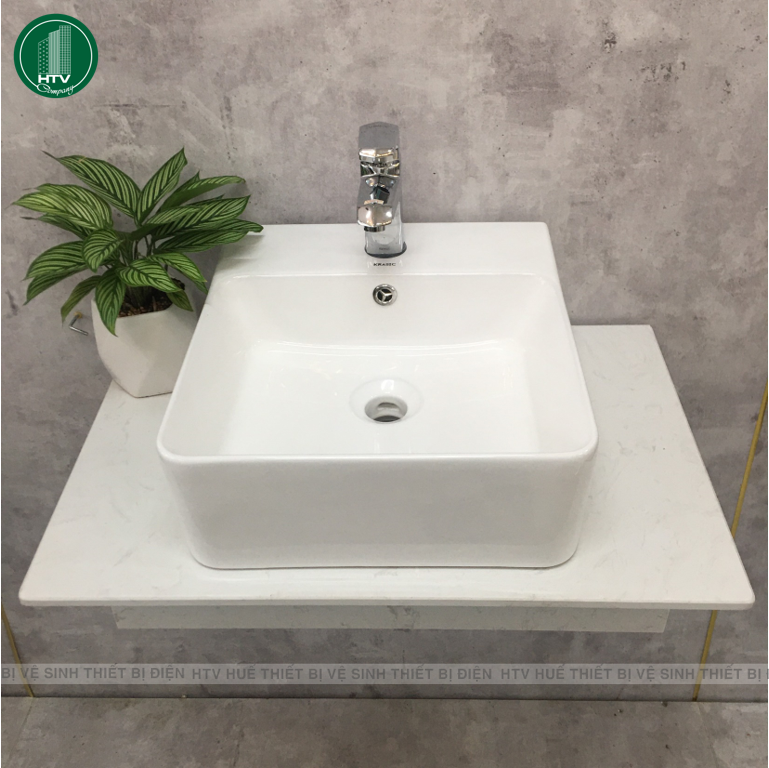Lavabo sứ trắng cao cấp thương hiệu Krasic model K2190 - Ảnh 3