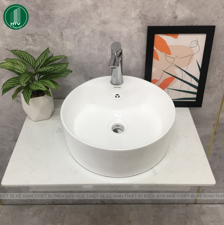 Lavabo sứ trắng Model Krasic K2118