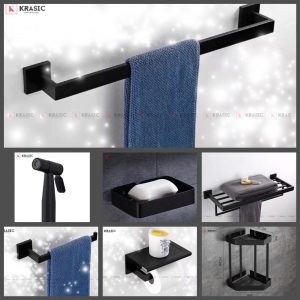 COMBO BỘ PHỤ KIỆN NHÀ TẮM ĐEN NHÁM – KRASIC