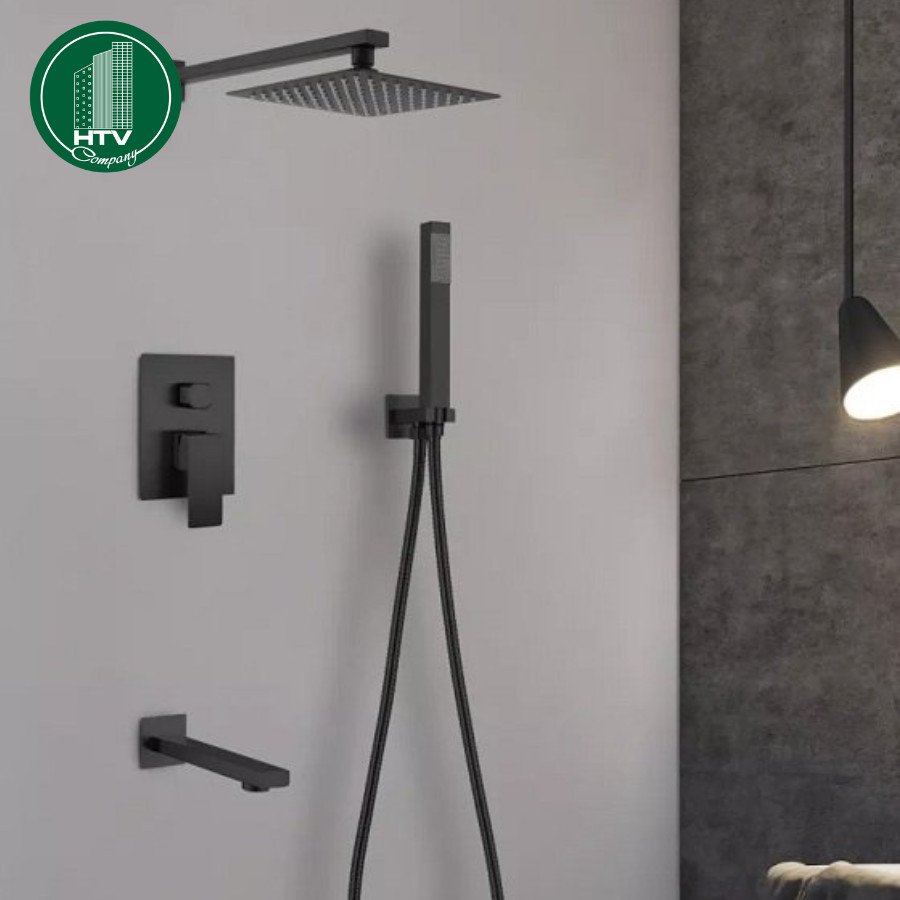SEN TẮM ÂM TƯỜNG VUÔNG ĐEN KRASIC K801B